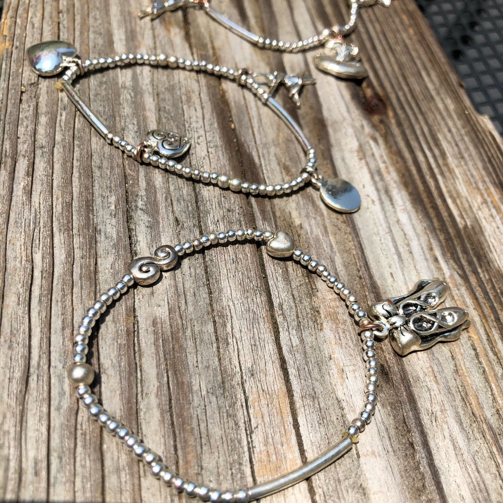 Set of three ballet charm bracelets